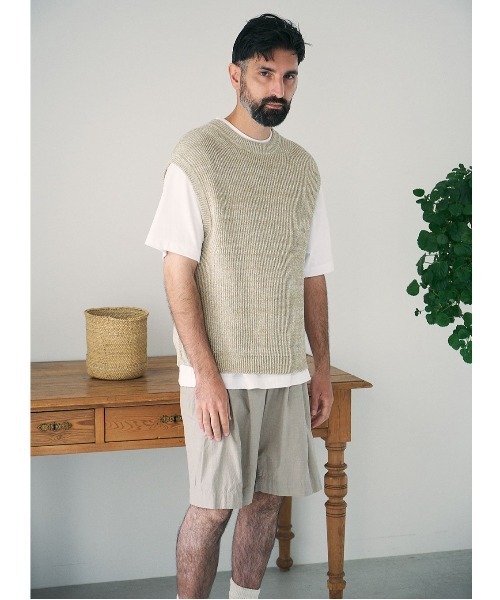 UNFIL(アンフィル)の「unfil アンフィル / organic hemp ribbed-knit vest オーガニックヘンプ リブニットベスト / WWSP-UU009(ベスト・メンズ・杢グレー/ベージュ・5/4)」の12枚目の写真