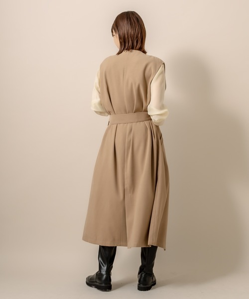 mline（エムライン）の「[mline] WEB限定 ベルト付ロングジレ（ベスト・レディース・ブラック/キャメル・FREE）」の3枚目の写真