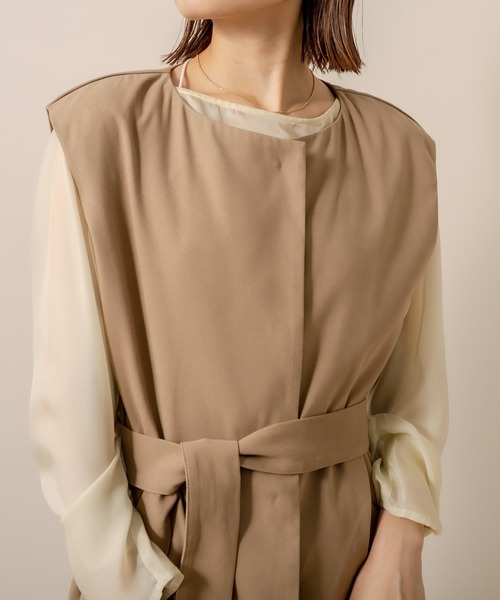 mline（エムライン）の「[mline] WEB限定 ベルト付ロングジレ（ベスト・レディース・ブラック/キャメル・FREE）」の14枚目の写真