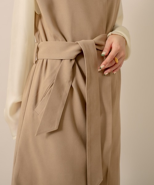 mline（エムライン）の「[mline] WEB限定 ベルト付ロングジレ（ベスト・レディース・ブラック/キャメル・FREE）」の8枚目の写真