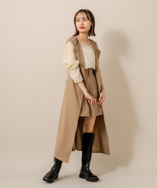 mline（エムライン）の「[mline] WEB限定 ベルト付ロングジレ（ベスト・レディース・ブラック/キャメル・FREE）」の10枚目の写真