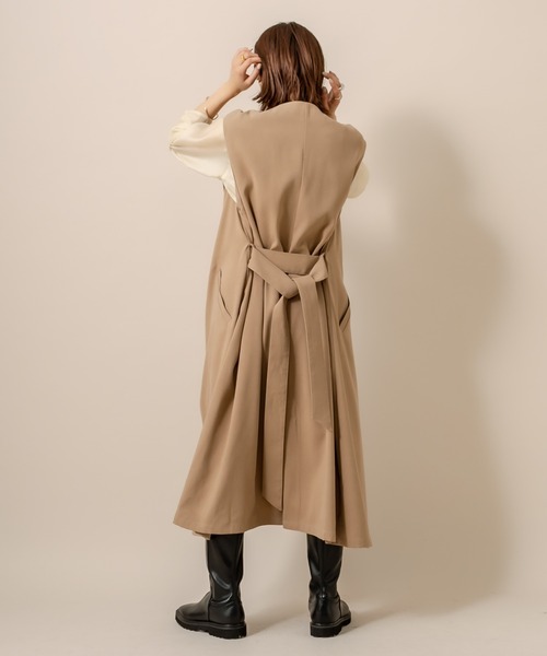 mline（エムライン）の「[mline] WEB限定 ベルト付ロングジレ（ベスト・レディース・ブラック/キャメル・FREE）」の20枚目の写真