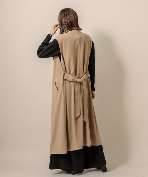 mline（エムライン）の「[mline] WEB限定 ベルト付ロングジレ（ベスト・レディース・ブラック/キャメル・FREE）」の7枚目の写真