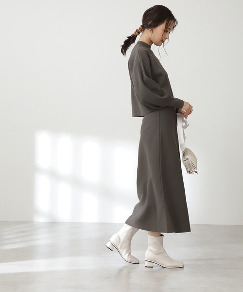 N.（N. Natural Beauty Basic）（エヌエヌナチュラルビューティーベーシック）の「◆ボトルネックニットセットアップ（ワンピース・レディース・モカ/ナチュラル/ライトグリーン/ブルー・MEDIUM）」の13枚目の写真