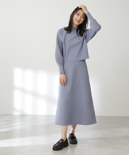 N.（N. Natural Beauty Basic）（エヌエヌナチュラルビューティーベーシック）の「◆ボトルネックニットセットアップ（ワンピース・レディース・モカ/ナチュラル/ライトグリーン/ブルー・MEDIUM）」の11枚目の写真