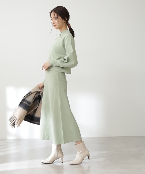 N.（N. Natural Beauty Basic）（エヌエヌナチュラルビューティーベーシック）の「◆ボトルネックニットセットアップ（ワンピース・レディース・モカ/ナチュラル/ライトグリーン/ブルー・MEDIUM）」の6枚目の写真