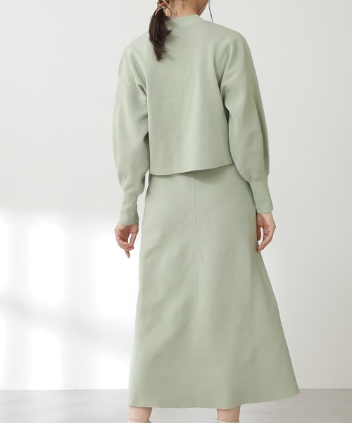 N.（N. Natural Beauty Basic）（エヌエヌナチュラルビューティーベーシック）の「◆ボトルネックニットセットアップ（ワンピース・レディース・モカ/ナチュラル/ライトグリーン/ブルー・MEDIUM）」の14枚目の写真