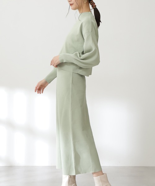 N.（N. Natural Beauty Basic）（エヌエヌナチュラルビューティーベーシック）の「◆ボトルネックニットセットアップ（ワンピース・レディース・モカ/ナチュラル/ライトグリーン/ブルー・MEDIUM）」の10枚目の写真