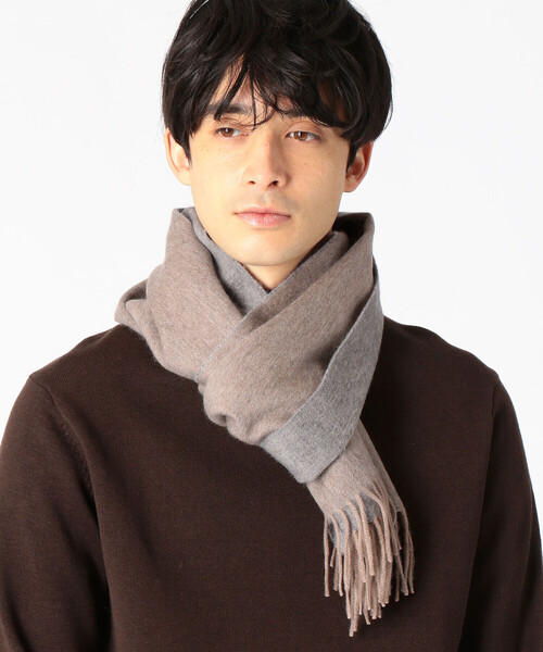 COMME CA ISM（コムサイズム）の「ウール・カシミヤ リバーシブルマフラー（マフラー・メンズ・ブラック/ベージュ/ネイビー・FREE）」の3枚目の写真