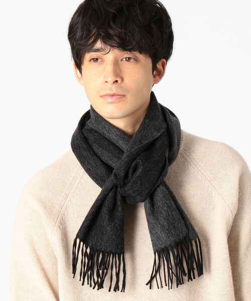 COMME CA ISM（コムサイズム）の「ウール・カシミヤ リバーシブルマフラー（マフラー・メンズ・ブラック/ベージュ/ネイビー・FREE）」の2枚目の写真