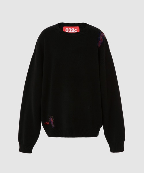 032c(ゼロスリーツーシー)の「HAND REPAIRED PULLOVER(ニット/セーター・メンズ・ブラック/ホワイト系その他・M/L)」の1枚目の写真
