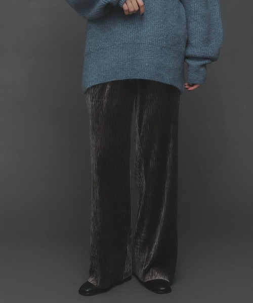 SENSE OF PLACE by URBAN RESEARCH(センスオブプレイスバイアーバンリサーチ)の「セルフカットベロアプリーツパンツ(その他パンツ・レディース・ライトグレー/ブラック/グリーン/ブラウン・ONE)」の6枚目の写真