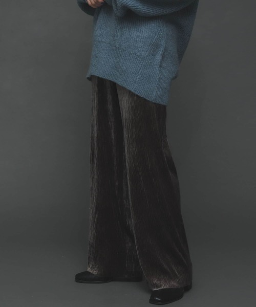 SENSE OF PLACE by URBAN RESEARCH(センスオブプレイスバイアーバンリサーチ)の「セルフカットベロアプリーツパンツ(その他パンツ・レディース・ライトグレー/ブラック/グリーン/ブラウン・ONE)」の9枚目の写真