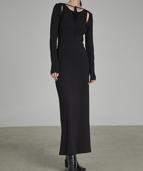 chuclla(チュクラ)の「【UNSPOKEN】Black two-piece inner knit dress UD21L011(ワンピース・レディース・ブラック・S/L/M)」の7枚目の写真
