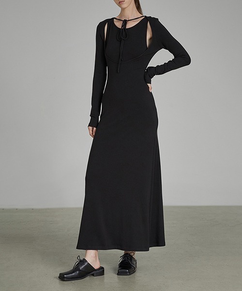 chuclla(チュクラ)の「【UNSPOKEN】Black two-piece inner knit dress UD21L011(ワンピース・レディース・ブラック・S/L/M)」の8枚目の写真