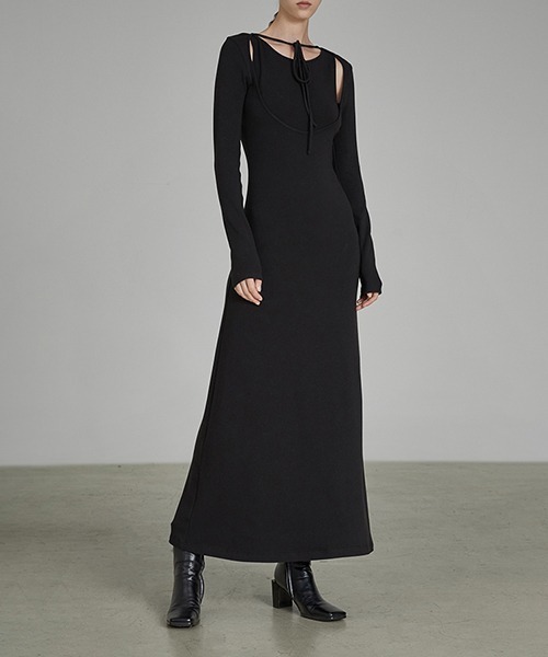 chuclla(チュクラ)の「【UNSPOKEN】Black two-piece inner knit dress UD21L011(ワンピース・レディース・ブラック・S/L/M)」の11枚目の写真