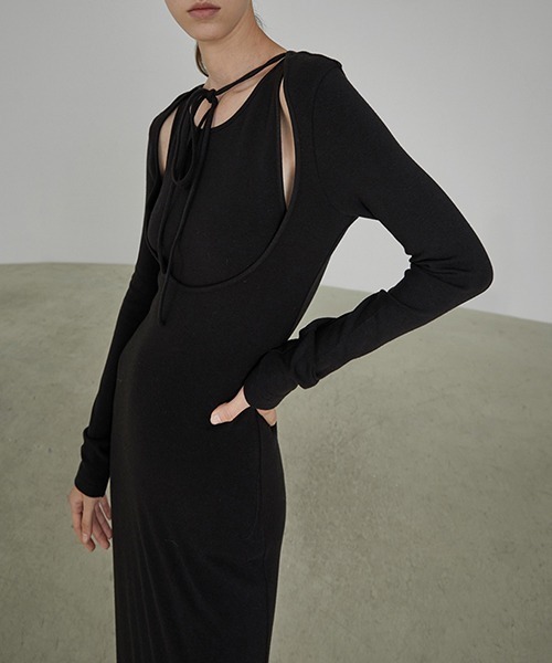 chuclla(チュクラ)の「【UNSPOKEN】Black two-piece inner knit dress UD21L011(ワンピース・レディース・ブラック・S/L/M)」の12枚目の写真