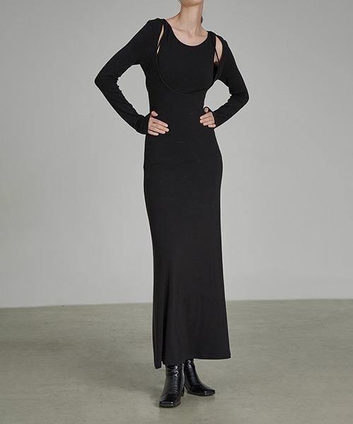 chuclla(チュクラ)の「【UNSPOKEN】Black two-piece inner knit dress UD21L011(ワンピース・レディース・ブラック・S/L/M)」の13枚目の写真