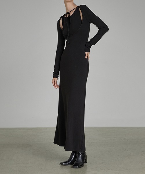 chuclla(チュクラ)の「【UNSPOKEN】Black two-piece inner knit dress UD21L011(ワンピース・レディース・ブラック・S/L/M)」の14枚目の写真
