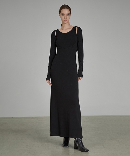 chuclla(チュクラ)の「【UNSPOKEN】Black two-piece inner knit dress UD21L011(ワンピース・レディース・ブラック・S/L/M)」の15枚目の写真