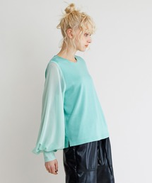 【手洗い可能】シアースリーブニットトップス