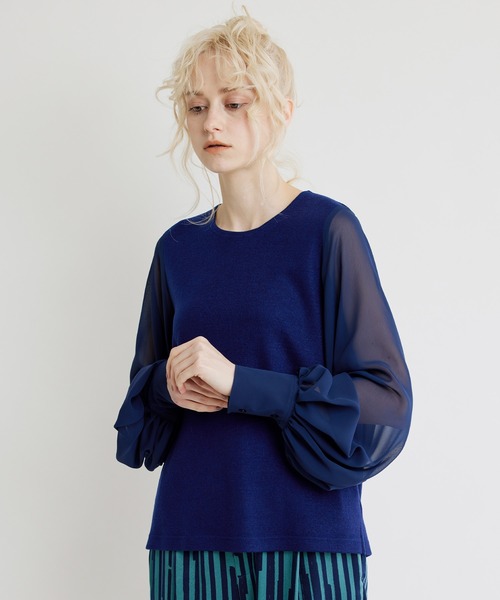 NOISE MAKER(ノイズメーカー)の「【手洗い可能】シアースリーブニットトップス(Tシャツ/カットソー・レディース・ライトグレー/ブラック/ネイビー/ライトグリーン/ライトイエロー・FREE)」の22枚目の写真