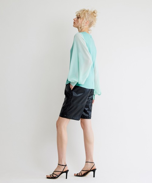 NOISE MAKER(ノイズメーカー)の「【手洗い可能】シアースリーブニットトップス(Tシャツ/カットソー・レディース・ライトグレー/ブラック/ネイビー/ライトグリーン/ライトイエロー・FREE)」の18枚目の写真