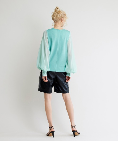 NOISE MAKER(ノイズメーカー)の「【手洗い可能】シアースリーブニットトップス(Tシャツ/カットソー・レディース・ライトグレー/ブラック/ネイビー/ライトグリーン/ライトイエロー・FREE)」の20枚目の写真