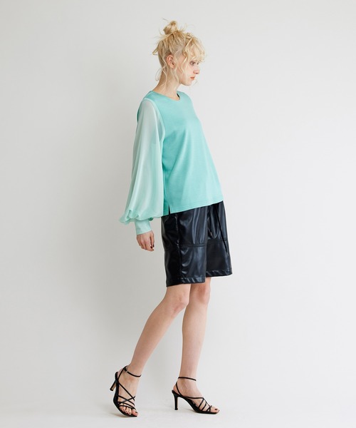 NOISE MAKER(ノイズメーカー)の「【手洗い可能】シアースリーブニットトップス(Tシャツ/カットソー・レディース・ライトグレー/ブラック/ネイビー/ライトグリーン/ライトイエロー・FREE)」の19枚目の写真