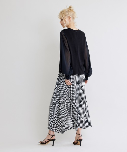 NOISE MAKER(ノイズメーカー)の「【手洗い可能】シアースリーブニットトップス(Tシャツ/カットソー・レディース・ライトグレー/ブラック/ネイビー/ライトグリーン/ライトイエロー・FREE)」の6枚目の写真