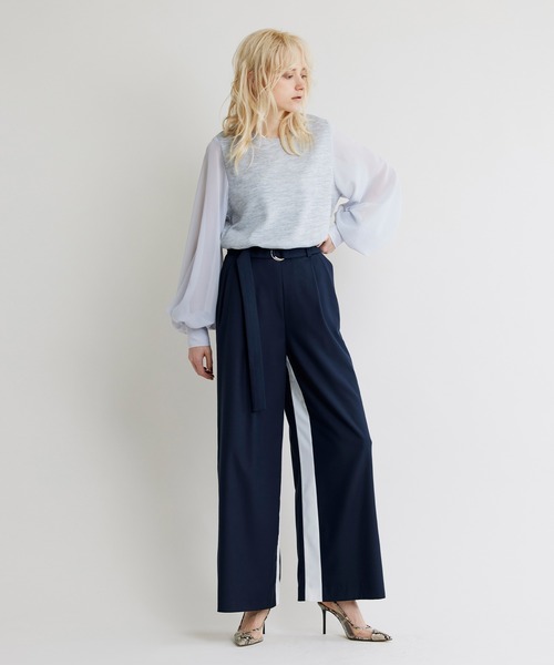 NOISE MAKER(ノイズメーカー)の「【手洗い可能】シアースリーブニットトップス(Tシャツ/カットソー・レディース・ライトグレー/ブラック/ネイビー/ライトグリーン/ライトイエロー・FREE)」の12枚目の写真