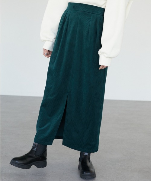 RAY CASSIN FAVORI（レイカズンフェバリ）の「・RAY CASSIN コーデュロイナロースカート＊（スカート・レディース・アイボリー/ブラック/ベージュ/グリーン・FREE）」の4枚目の写真