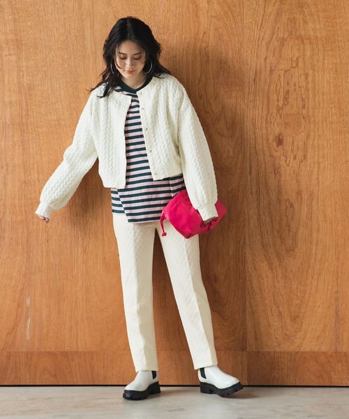 bohmal（ボマール）の「スナップボタンキルティングカーディガン（カーディガン/ボレロ・レディース・オレンジ/ホワイト・FREE）」の6枚目の写真