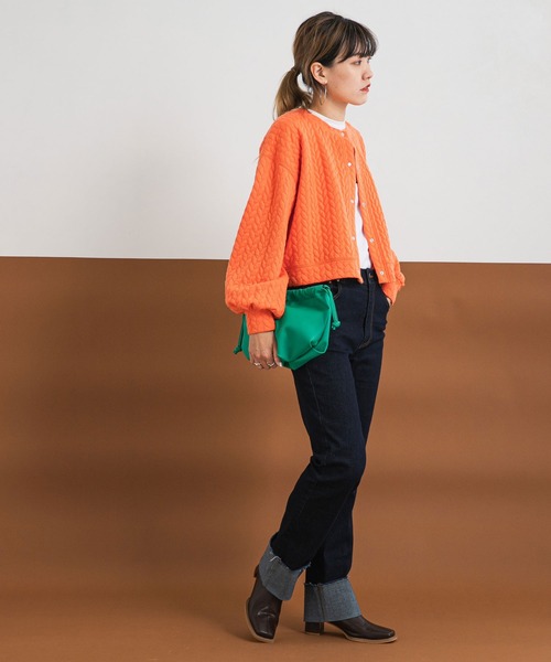 bohmal（ボマール）の「スナップボタンキルティングカーディガン（カーディガン/ボレロ・レディース・オレンジ/ホワイト・FREE）」の10枚目の写真