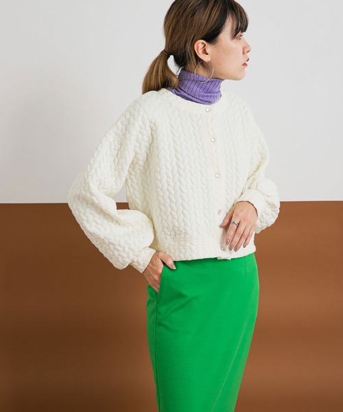 bohmal（ボマール）の「スナップボタンキルティングカーディガン（カーディガン/ボレロ・レディース・オレンジ/ホワイト・FREE）」の15枚目の写真