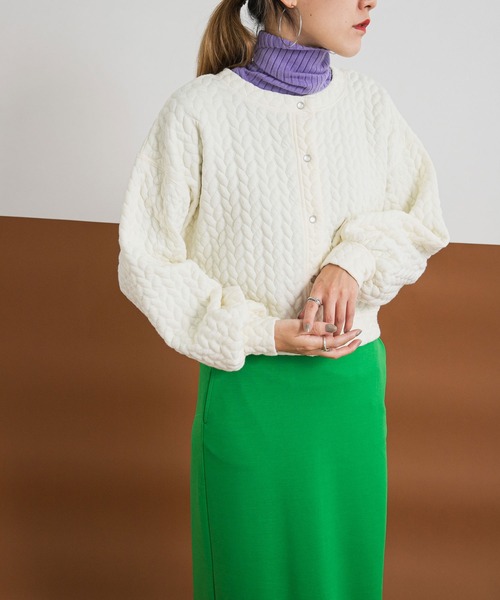 bohmal（ボマール）の「スナップボタンキルティングカーディガン（カーディガン/ボレロ・レディース・オレンジ/ホワイト・FREE）」の18枚目の写真