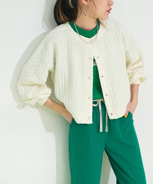 bohmal（ボマール）の「スナップボタンキルティングカーディガン（カーディガン/ボレロ・レディース・オレンジ/ホワイト・FREE）」の20枚目の写真