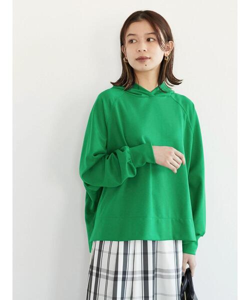 Green　Parks（グリーンパークス）の「ポンチ風パーカー＊（パーカー・レディース・ネイビー/オフホワイト/グリーン・FREE）」の5枚目の写真