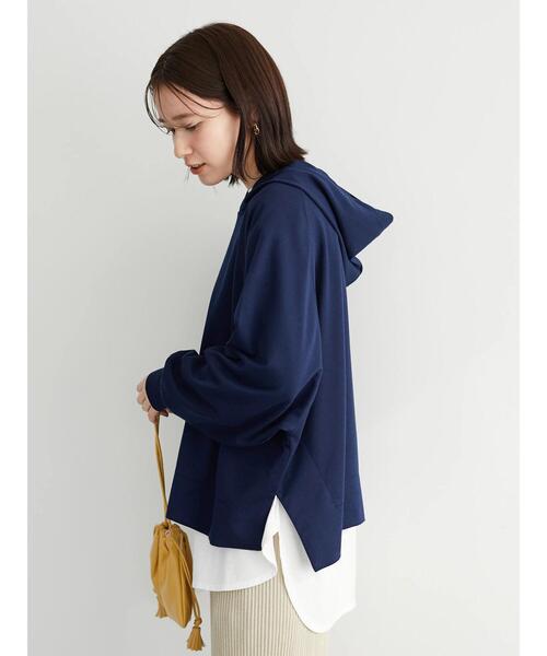 Green　Parks（グリーンパークス）の「ポンチ風パーカー＊（パーカー・レディース・ネイビー/オフホワイト/グリーン・FREE）」の14枚目の写真