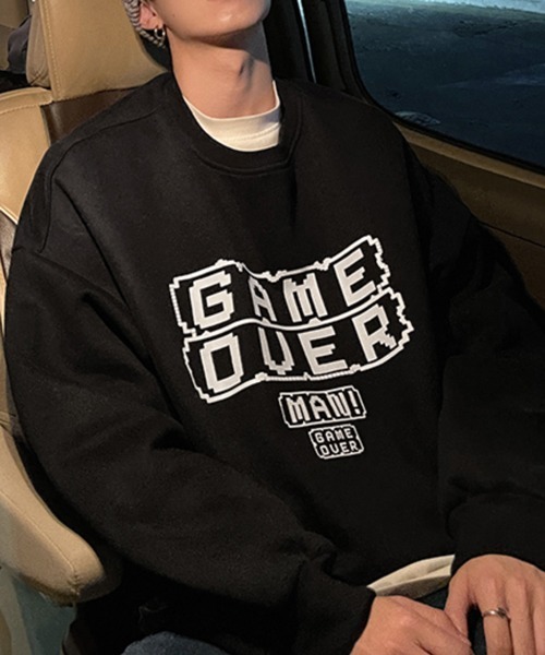 NOWLE(ノウル)の「【NOWLE】GAME OVERプリント ビッグシルエット トレーナー(スウェット・メンズ・ブラック/グレー/ブルー・MEDIUM/LARGE/X-LARGE/XX-LARGE)」の7枚目の写真