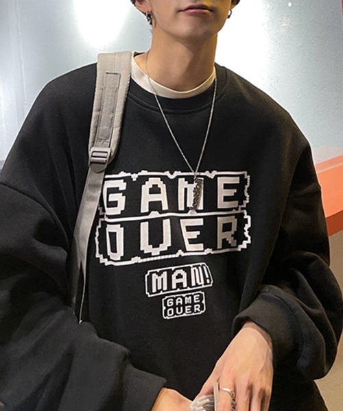 NOWLE(ノウル)の「【NOWLE】GAME OVERプリント ビッグシルエット トレーナー(スウェット・メンズ・ブラック/グレー/ブルー・MEDIUM/LARGE/X-LARGE/XX-LARGE)」の9枚目の写真