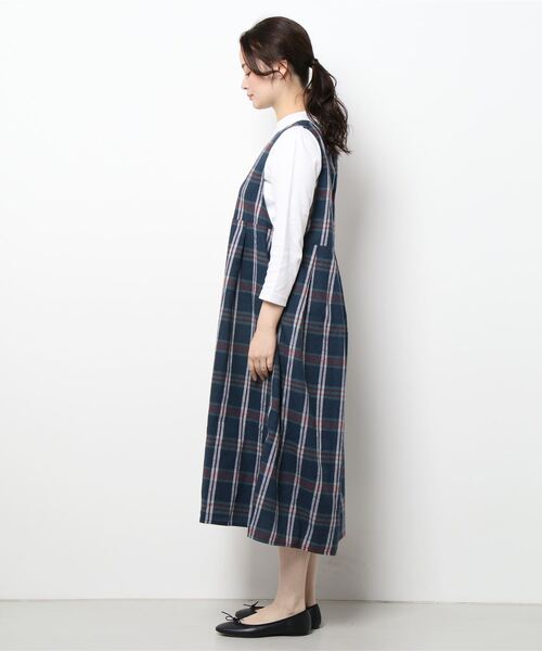 ehka sopo（エヘカソポ）の「チェック柄タックジャンパースカート（ジャンパースカート・レディース・ピンク/ブルー/ミント・ﾌﾘ-）」の5枚目の写真