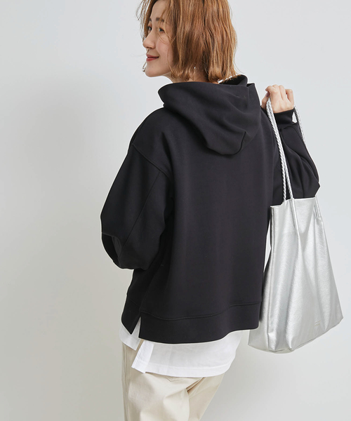 ROPE' PICNIC（ロペピクニック）の「【リンクコーデ】ダンボールショートフーディー（パーカー・レディース・ブラック/キナリ/イエロー・38）」の9枚目の写真