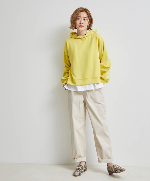 ROPE' PICNIC（ロペピクニック）の「【リンクコーデ】ダンボールショートフーディー（パーカー・レディース・ブラック/キナリ/イエロー・38）」の6枚目の写真