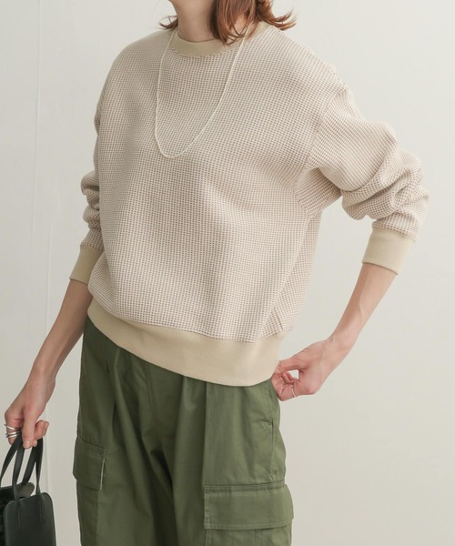 URBAN RESEARCH DOORS(アーバンリサーチドアーズ)の「配色ワッフルプルオーバー(Tシャツ/カットソー・レディース・グリーン系その他/ブルー系その他/ベージュ系その他・1)」の2枚目の写真