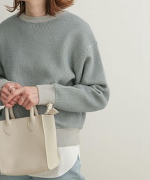 配色ワッフルプルオーバー