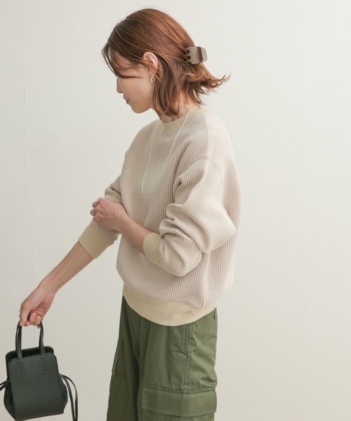 URBAN RESEARCH DOORS(アーバンリサーチドアーズ)の「配色ワッフルプルオーバー(Tシャツ/カットソー・レディース・グリーン系その他/ブルー系その他/ベージュ系その他・1)」の9枚目の写真