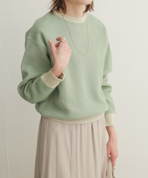 URBAN RESEARCH DOORS(アーバンリサーチドアーズ)の「配色ワッフルプルオーバー(Tシャツ/カットソー・レディース・グリーン系その他/ブルー系その他/ベージュ系その他・1)」の14枚目の写真