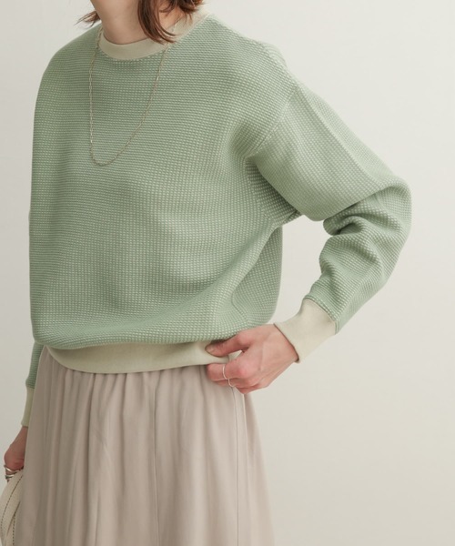URBAN RESEARCH DOORS(アーバンリサーチドアーズ)の「配色ワッフルプルオーバー(Tシャツ/カットソー・レディース・グリーン系その他/ブルー系その他/ベージュ系その他・1)」の15枚目の写真