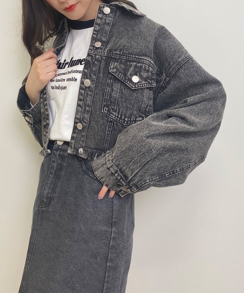 INGNI（イング）の「ダメージショートGジャン（デニムジャケット・レディース・グレー/ピンク/イエロー/グリーン/アイボリー/ブルー系その他3・M）」の3枚目の写真